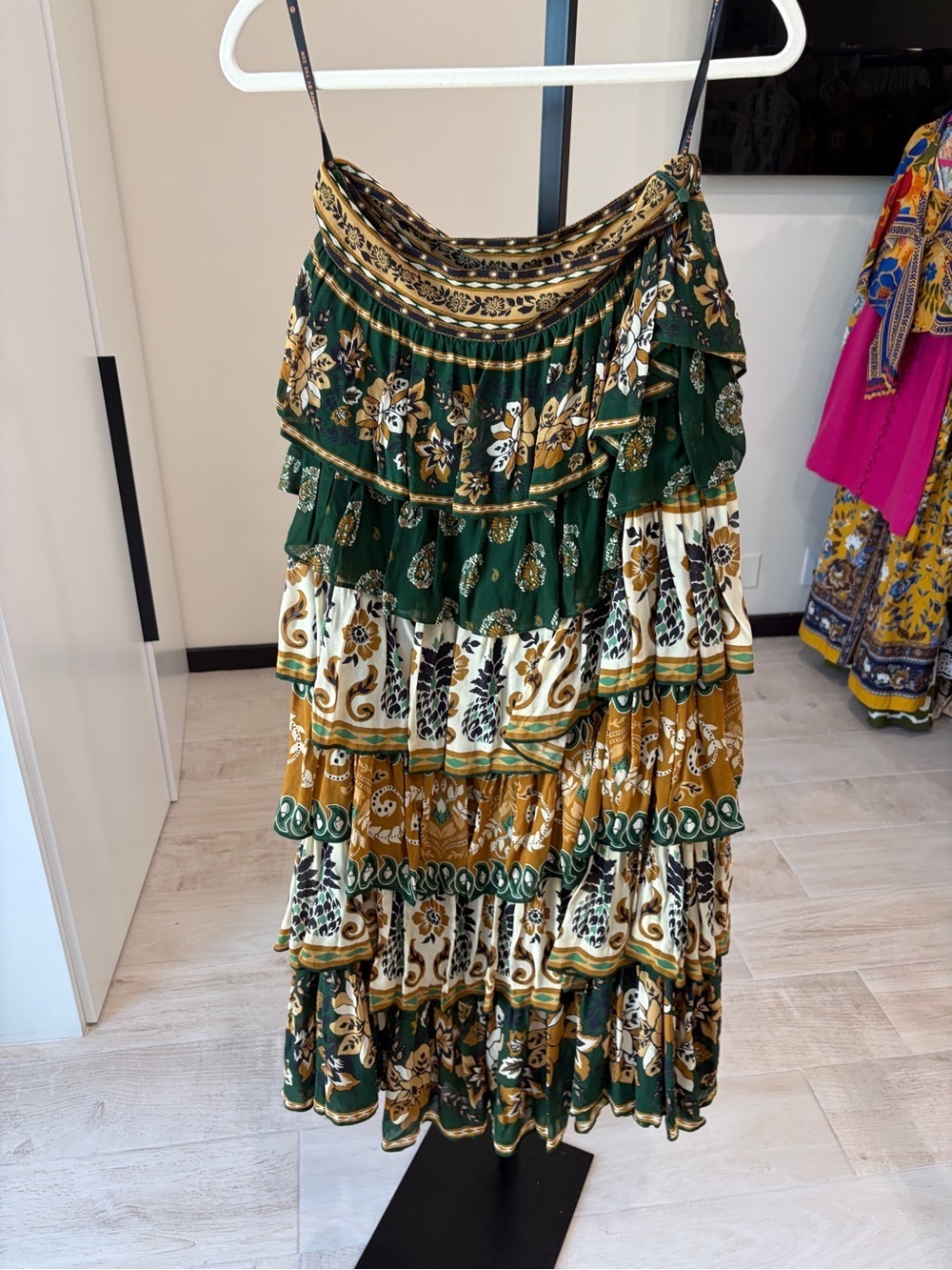 Farm Rio: Green Ayla Mixed Scarves Layered
Maxi Skirt - Picture 8 of 10